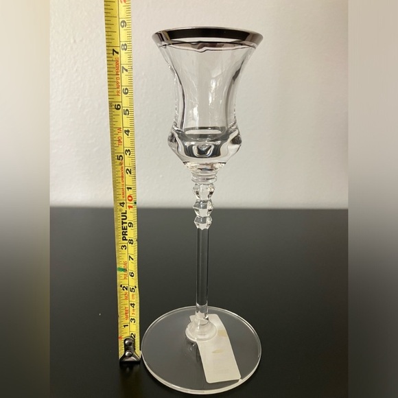 Mikasa Sonata Platin Lead Crystal Candlestick Silver Trim - Picture 6 of 7